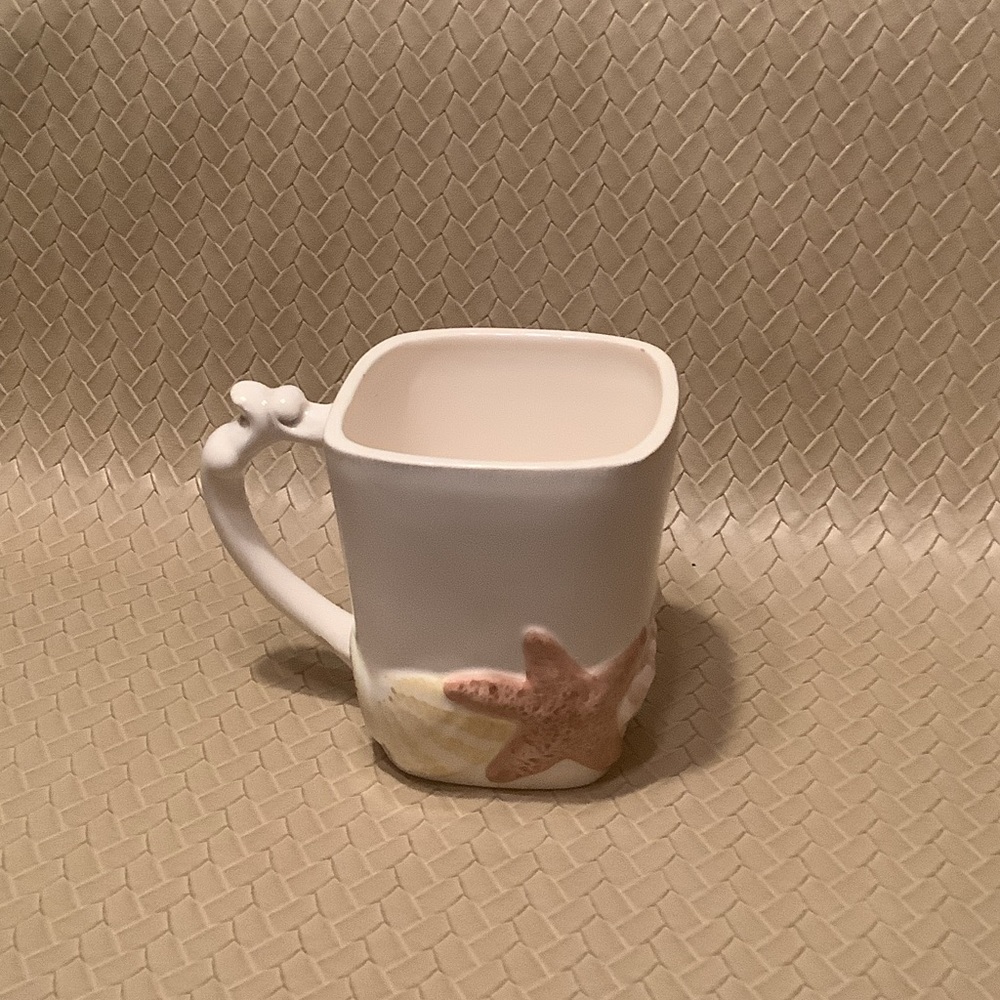 American Atelier White and Pink Starfish Mug